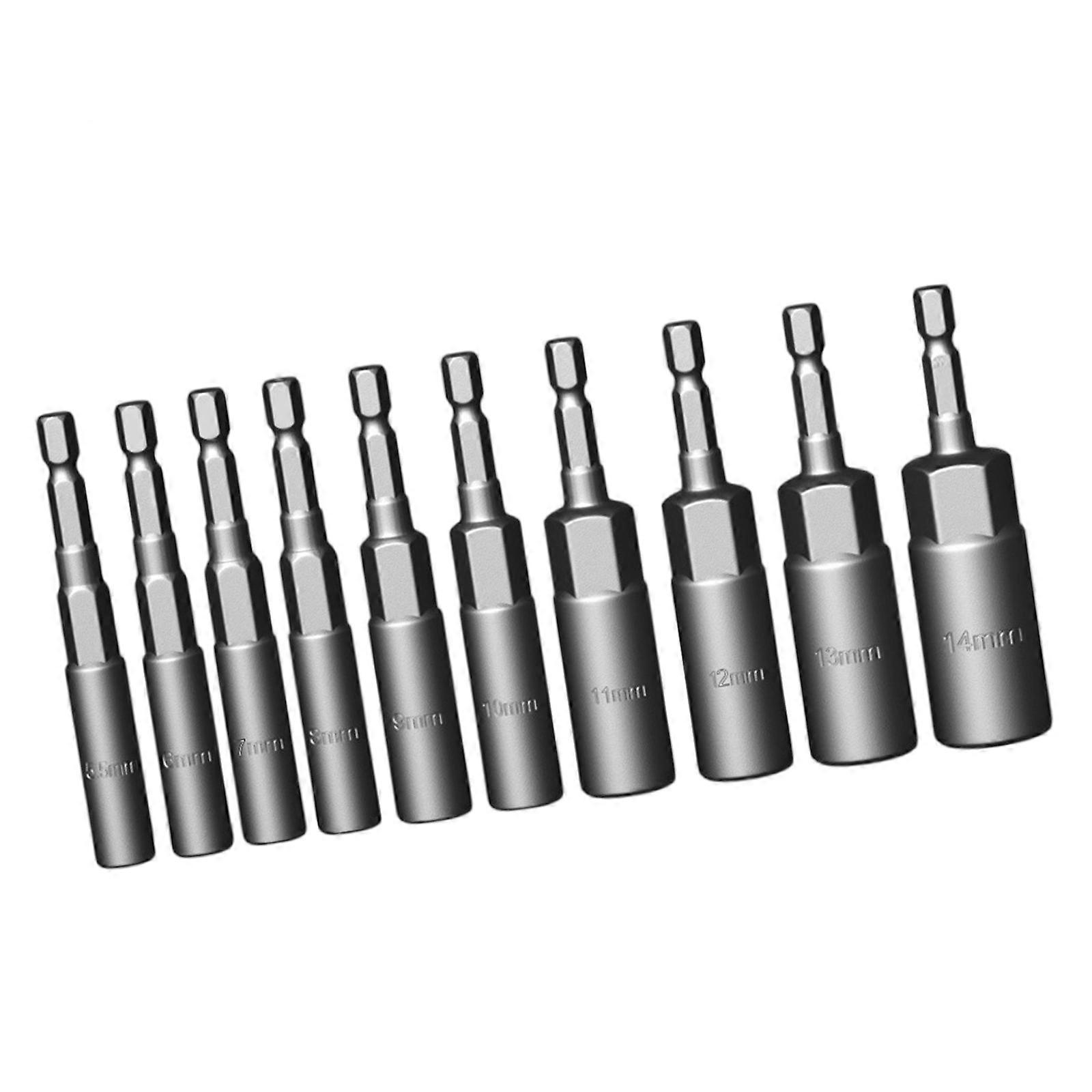 1/4inch Shank Hexagonal Nut Driver Wing Nut Driver Socket 5.5-14mm/5.5-19mm Slot Wing Nut Drill Bit Socket For Eye Screws Hook Bolt Multicolor