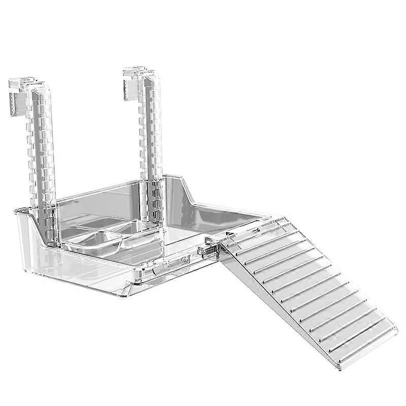 Turtle Basking Platform with NonSlip Ramp for 40150 Gallon Aquatic Tanks, Adjustable Acrylic Dock with Guardrail