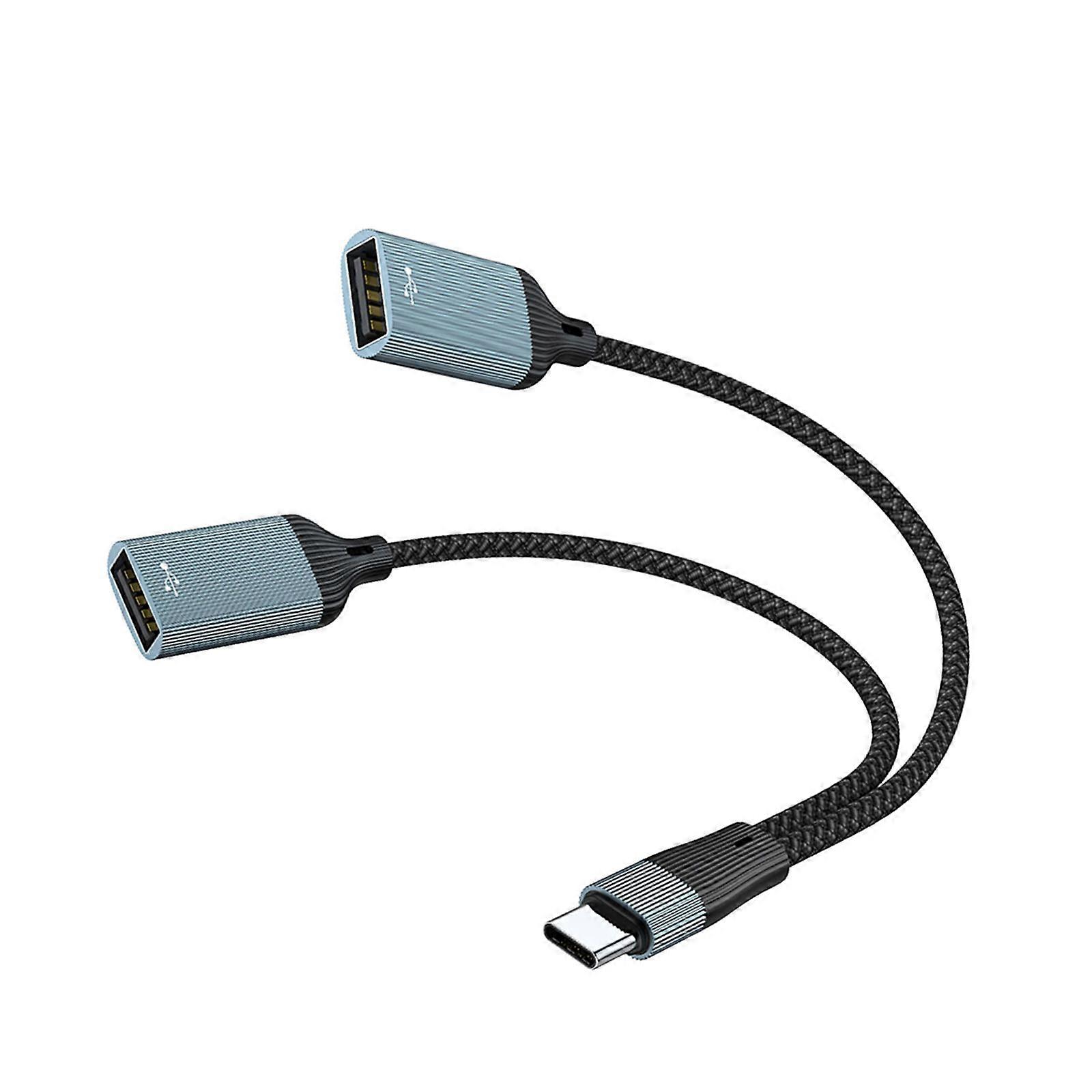 Two USB C Port Splitter Adapters Aluminum Alloy Hubs For Laptop Phone Supports Charging And Data Syncs Multicolor