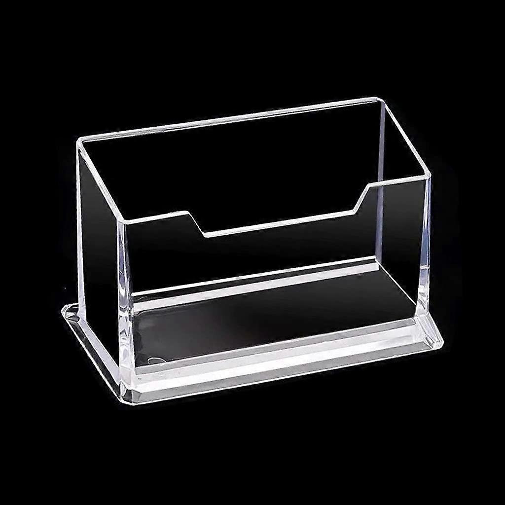 Clear Business Card Holder Storage Box with 3 Dividers, 210 Capacity, Single Grid for Office Desk