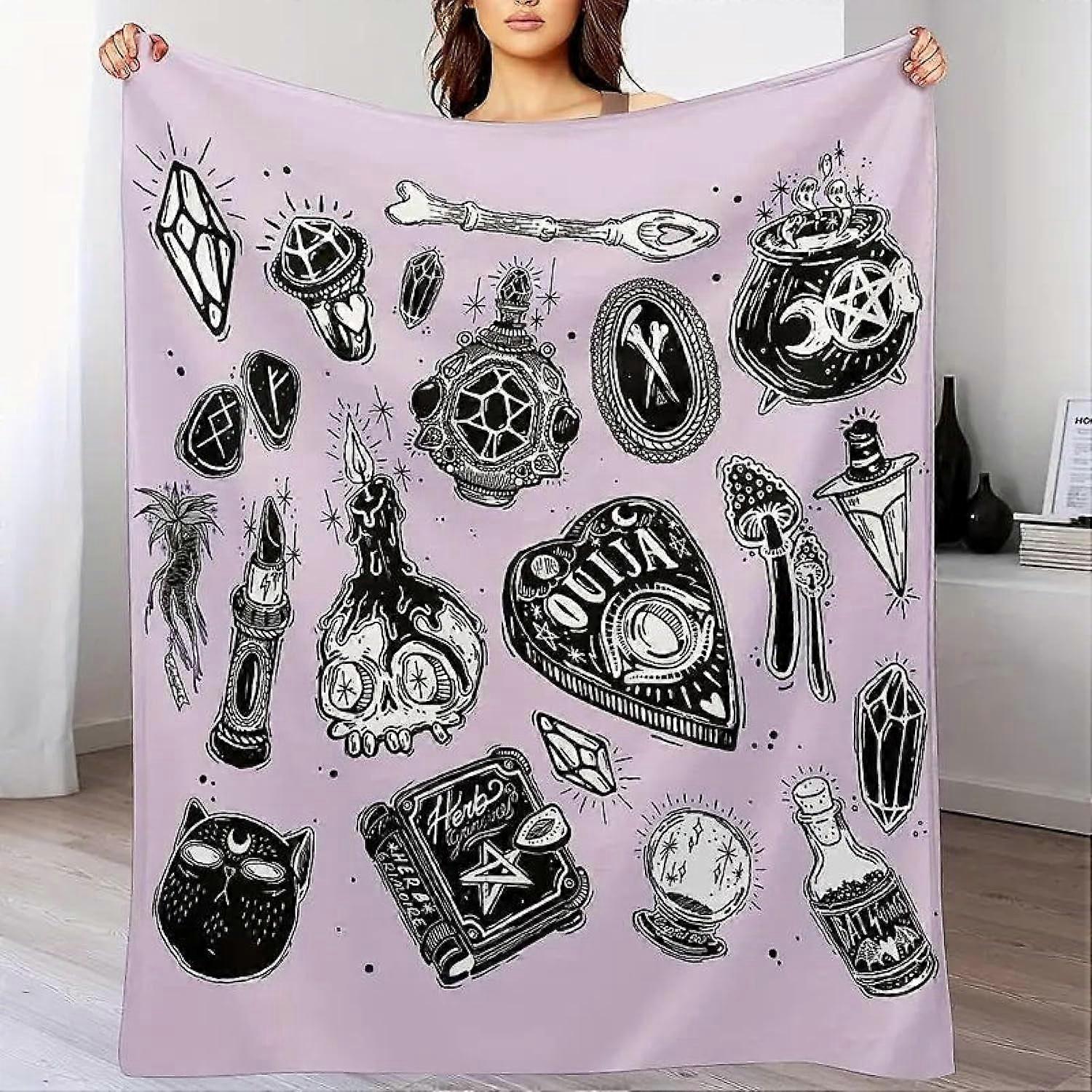 Soft Blanket Halloween Skull Blanket Thickened and Comfortable