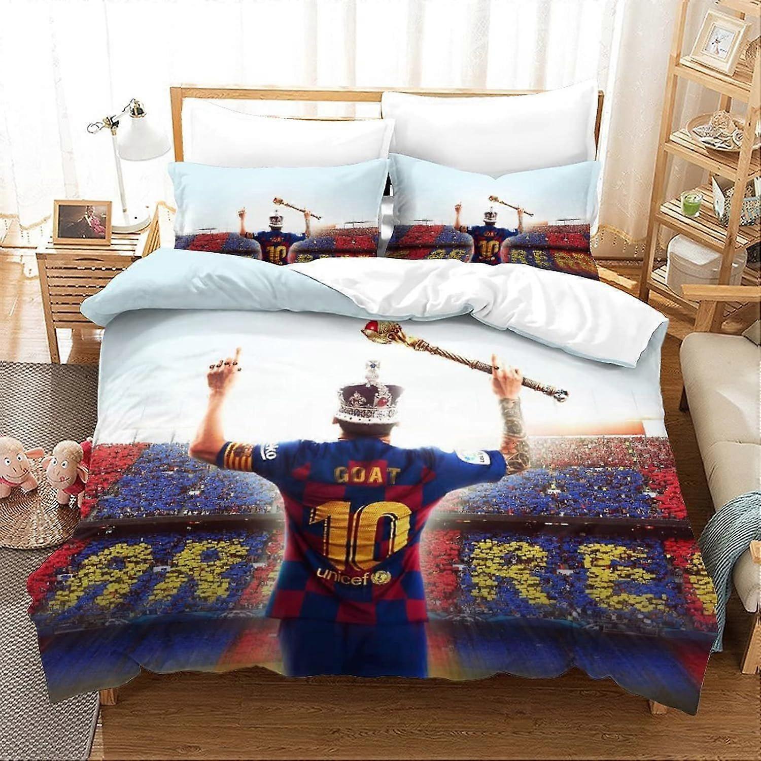 Messi Påslakan Set Universum Galaxy Sängkläder Set För Barn Pojkar Flickor Fotboll Superstars Tryckt Täcke Täcke Täcke Täcke Täcke Sovrum Samling 3st 