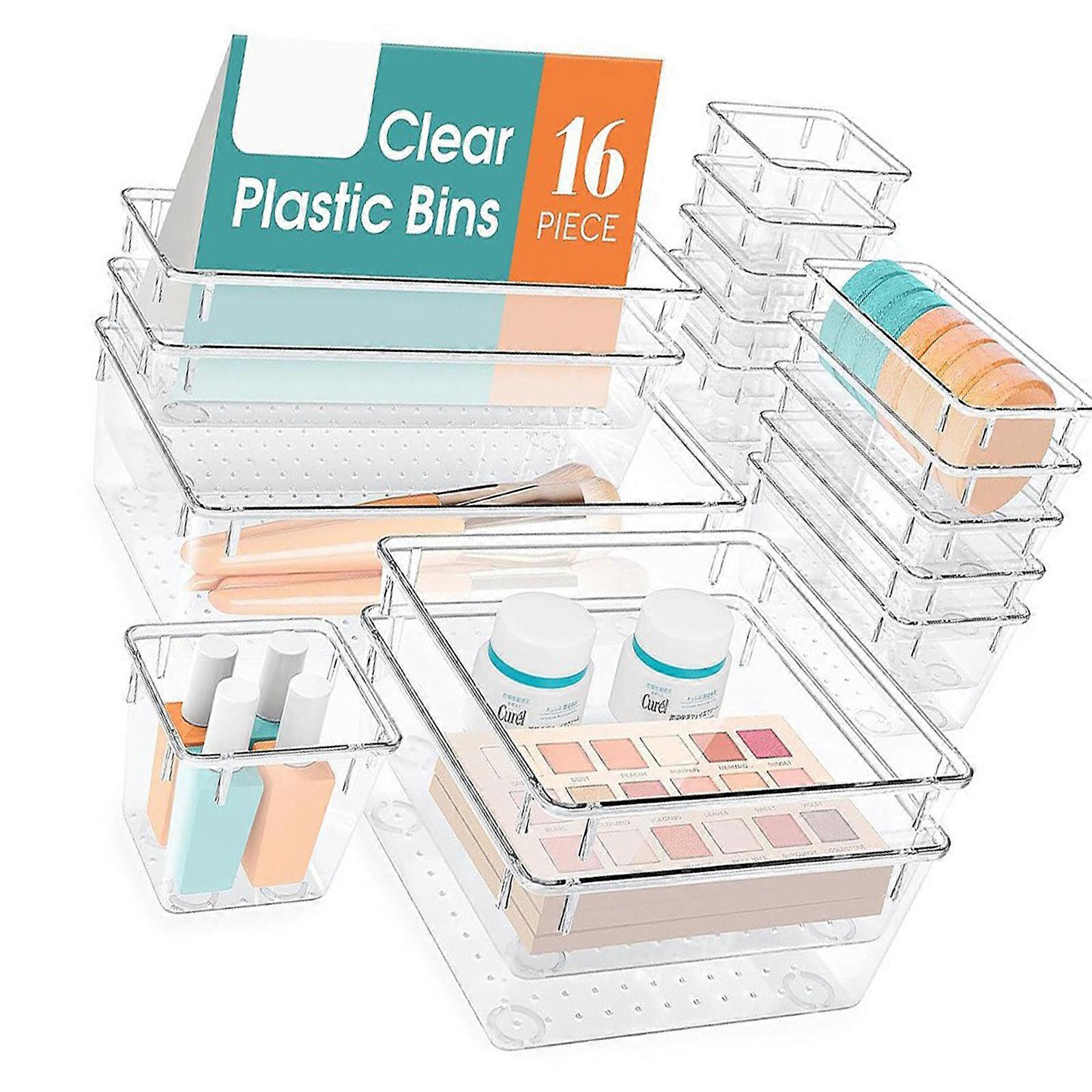 16/25 Pcs Drawer Inserts Drawer Organiser Dressing Table Organiser Drawer Divider for Desk Office Kitchen Bathroom Multicolor