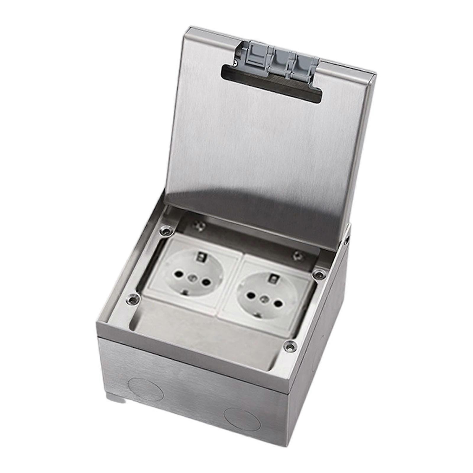 Embedded Stainless Steels Marble Floor Socket Box Waterproof Flat Floor Concealed Socket for Home and Office Use Multicolor