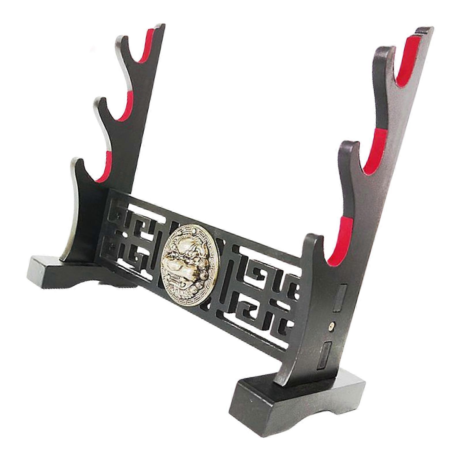 Weapons Display Stand 2/1/3 Tiers Swords Stand Holder Light Sabers Display Rack Home Decoration Medieval Swords Stand  Red cotton  Three layers