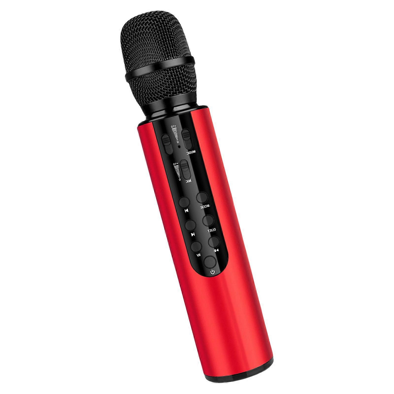 Wireless Microphone with Speakers Function 2 in 1 Small Microphpones Lightweighted For Interactive Singing And Speeches  Red