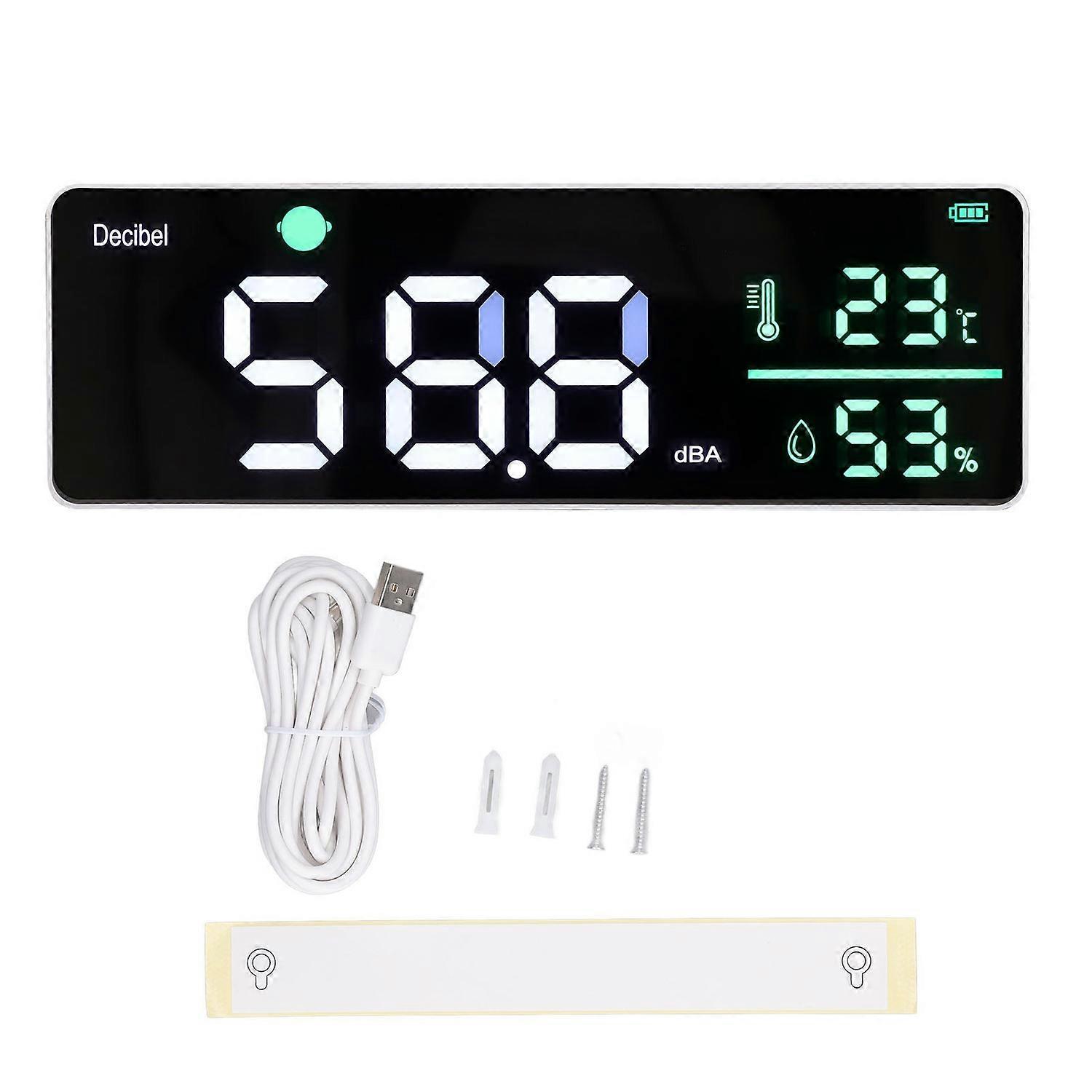 Wall Hanging Sound Level Meter 11in Large LED Display Screen Temperature Humidity Meter for Classroo