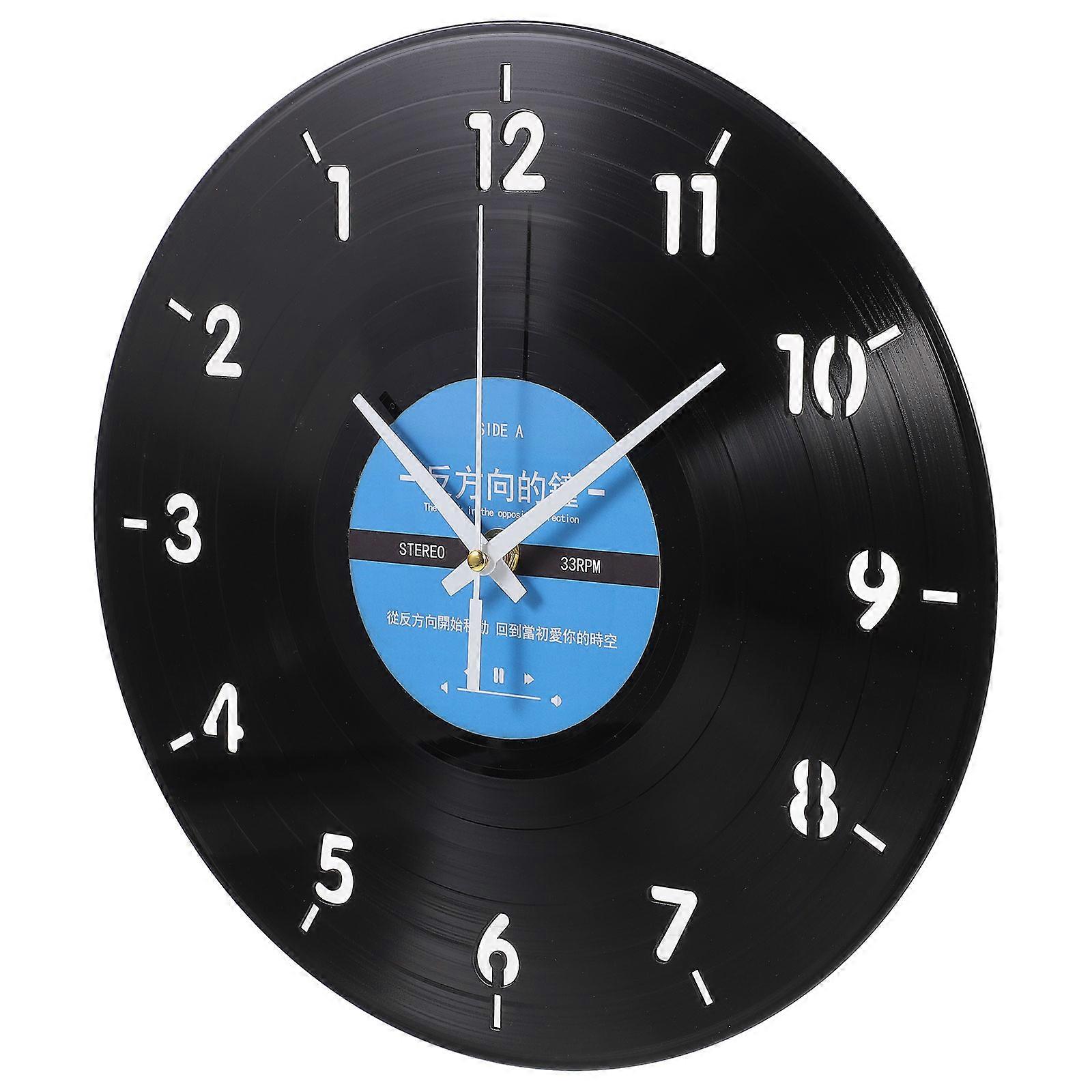 Creative Reverse-turning Wall Hanging Clock Vinyl Records Designed Wall Clock