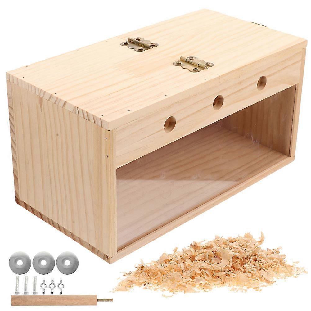 Bird Nesting Box Solid Wood Parakeet Breeding Box Resting Place Rectangular Shape For Birds Home Use 1Pcs
