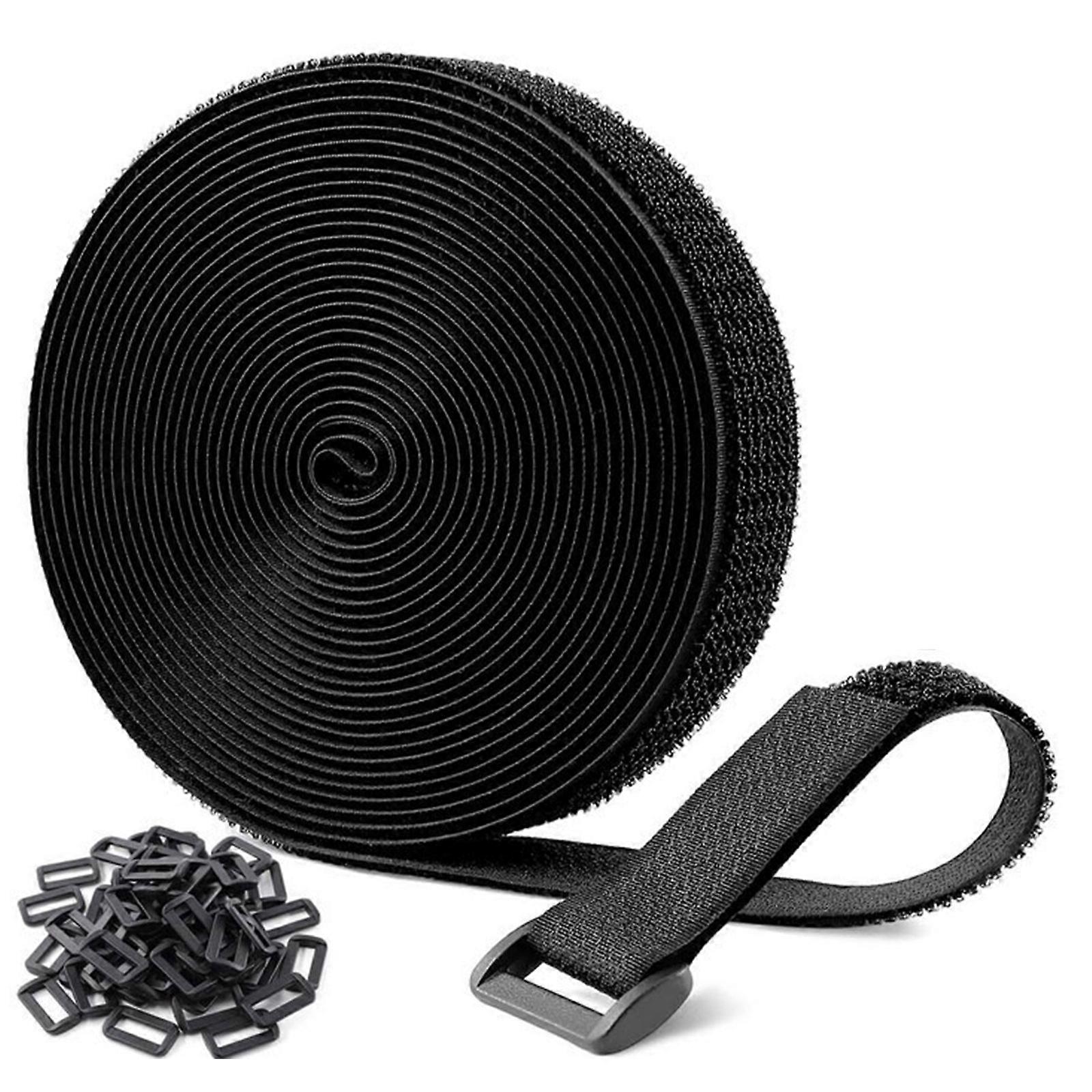 2cm Wide Hook and Looped Strap with 25/50 Buckles Frees Cutting Length Hook and Looped Cable Ties for Cable Wire  5