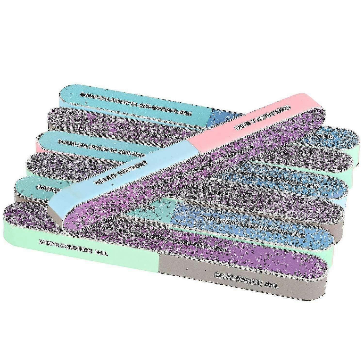 12 Packs 7 Way Nail File And Buffer Block Professional Nail Buffering
