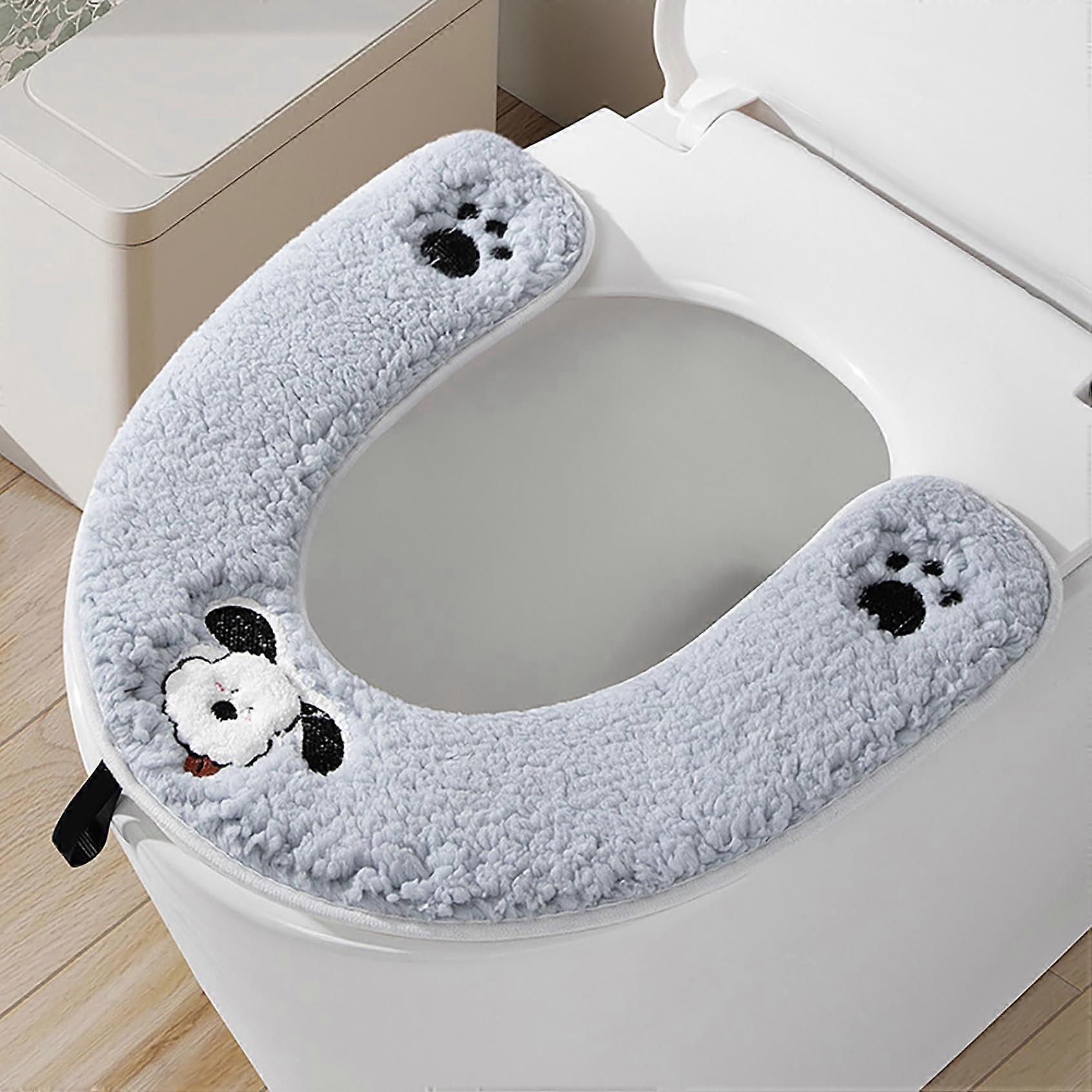 Toilet Seat Cover Set of 2 Warm Breathable Universal Fit Washable Soft Pad for Winter (Blue)