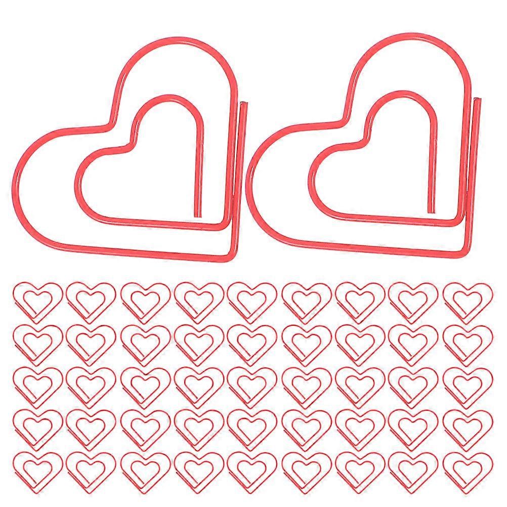 Cute Red Heart Shaped Paper Clips for Marking Use with 100Pcs Pack