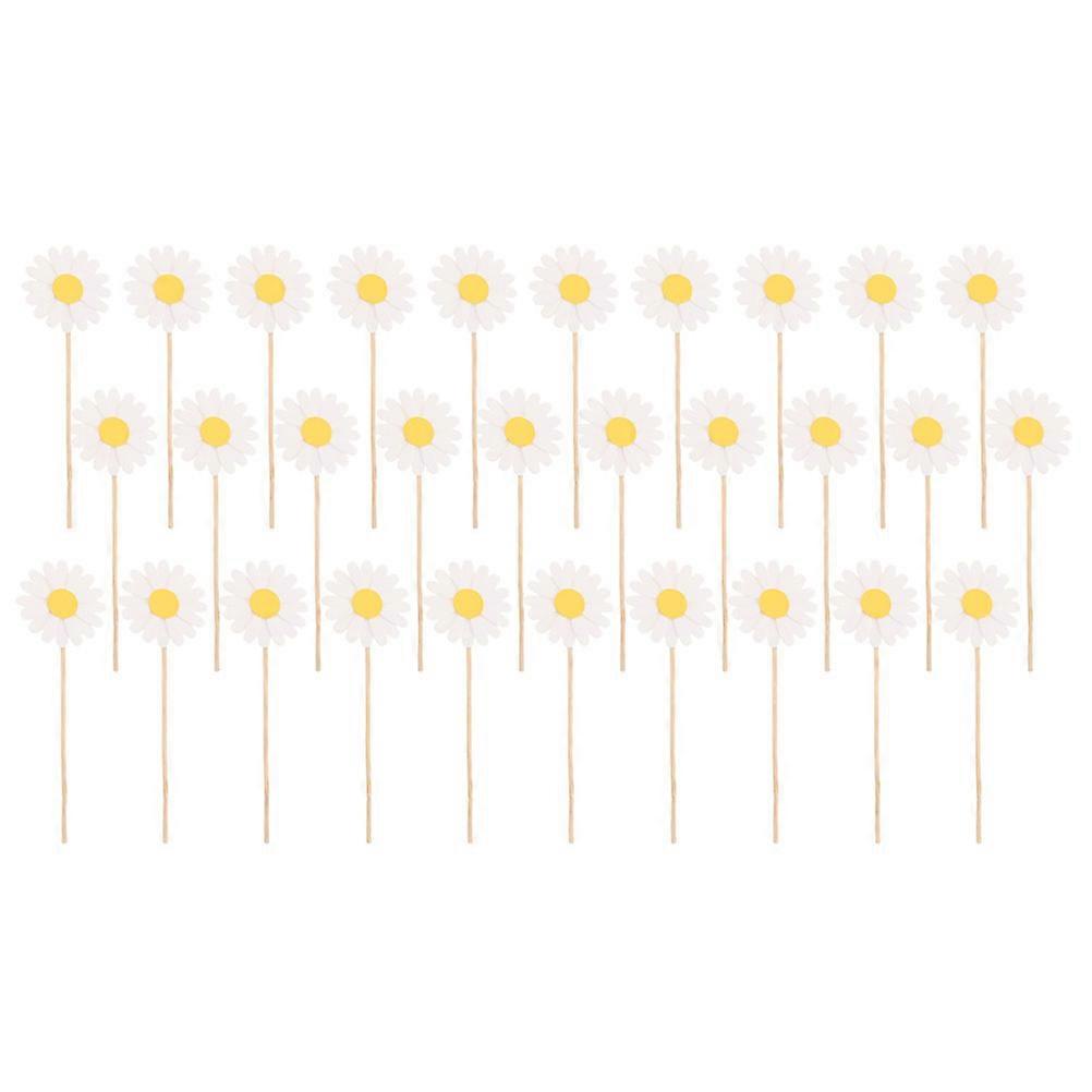 White Daisy Cake Picks for Decor 36Pcs Daisy Flower Cake Decoration Set