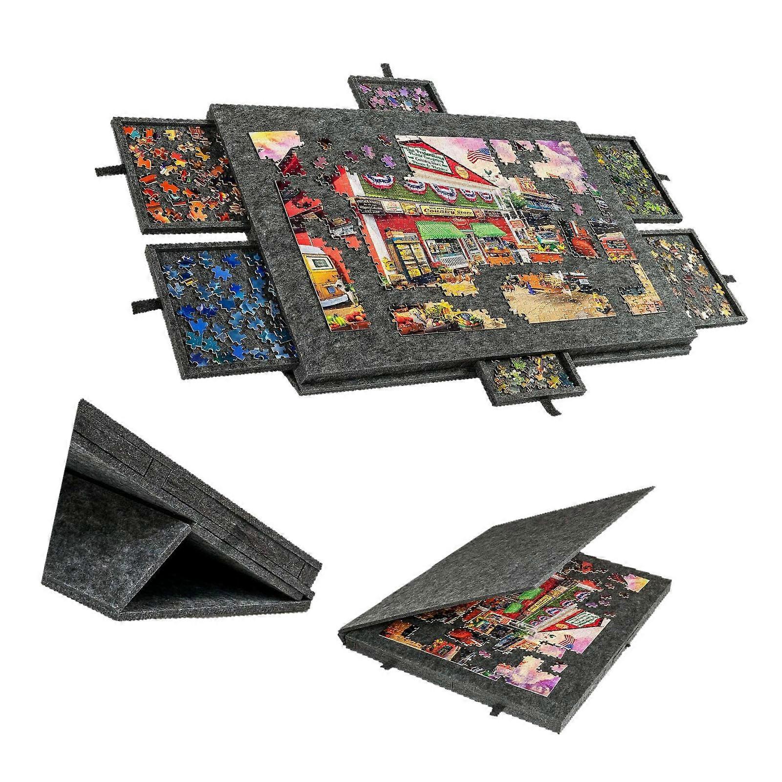 Complete Puzzle Solution Board Combining Lightweight Design Six Sorting Drawers Protective Cover for Enjoyable Experience Multicolor