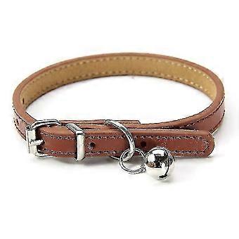 Collare In Pelle Per Gatti E Cuccioli, Regolabile 20cm-27cm Cm - Marrone-Yvan