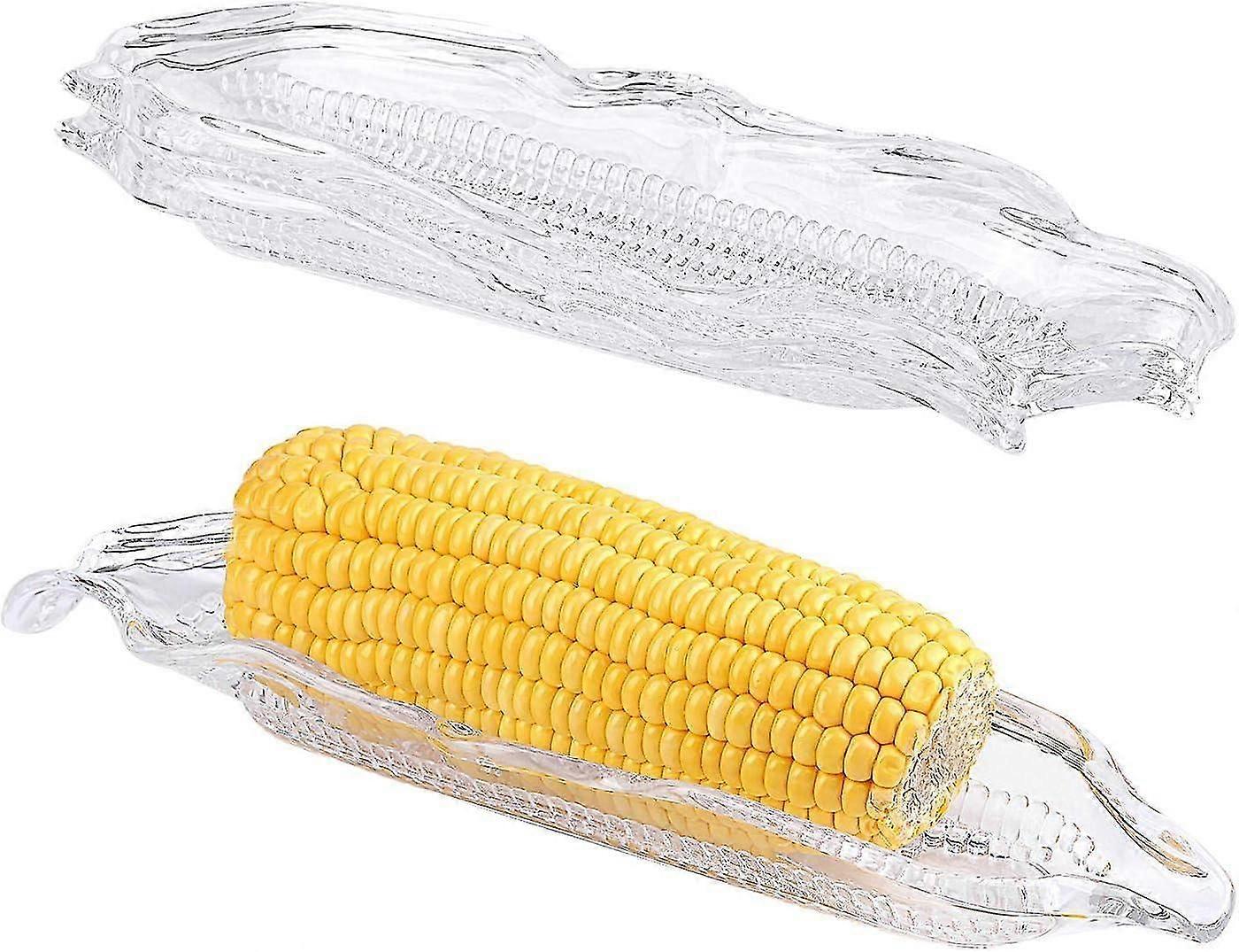 3 Pack Corn Trays Plastic Corn Dishes Service Tray Transparent Cob Dinnerware for Butter Corn