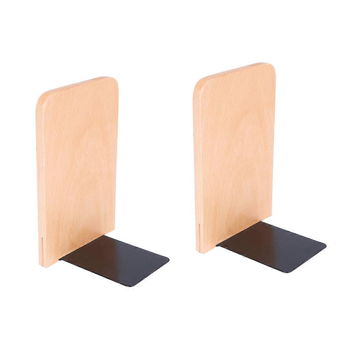 Wood Bookend 2 Pcs Hand Crafted Beech Wood Book Support For Home Office Library Use Assorted Color Square Head Preventing Tumbling