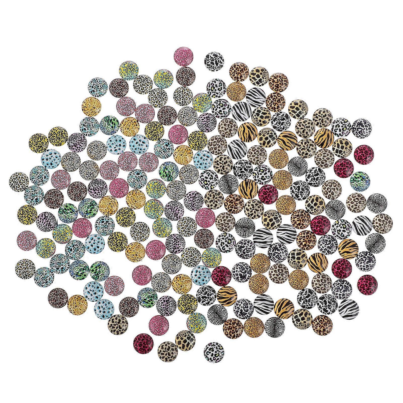 Glass Patches for DIY Jewelry Leopard Pattern 400Pcs Assorted