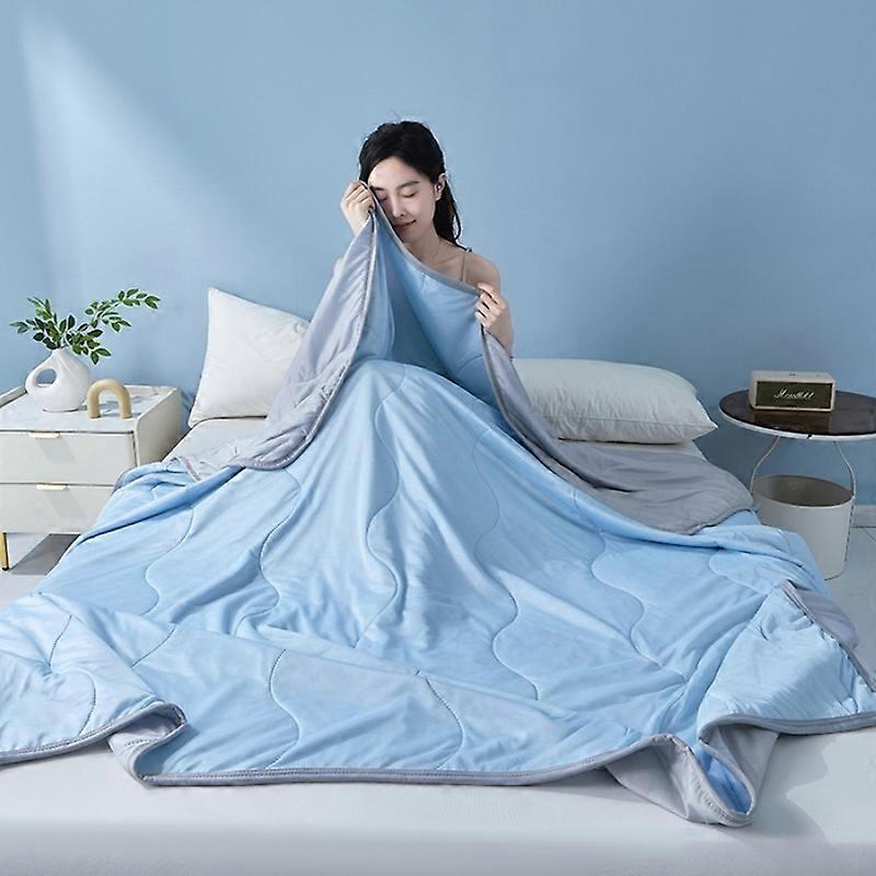 2025 new solid color simple wave grid ice cream cool silk summer quilt machine washable single air conditioner quilt