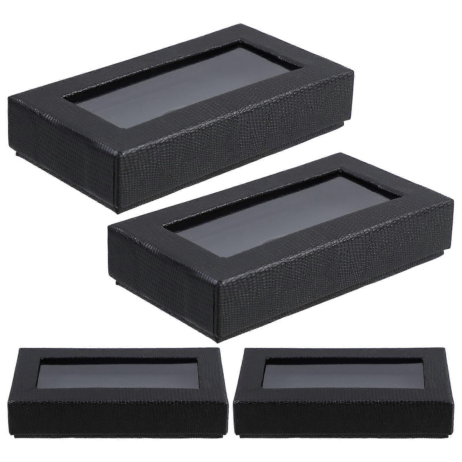 Bow Tie Boxes Black Paper PVC Packaging Box for Men 4Pcs Pack