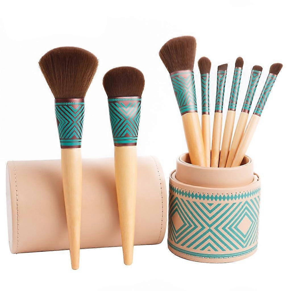 8 Pcs Boho Makeup Brush Set for Beginners with Soft Bristles for Flawless Face and Eye Makeup