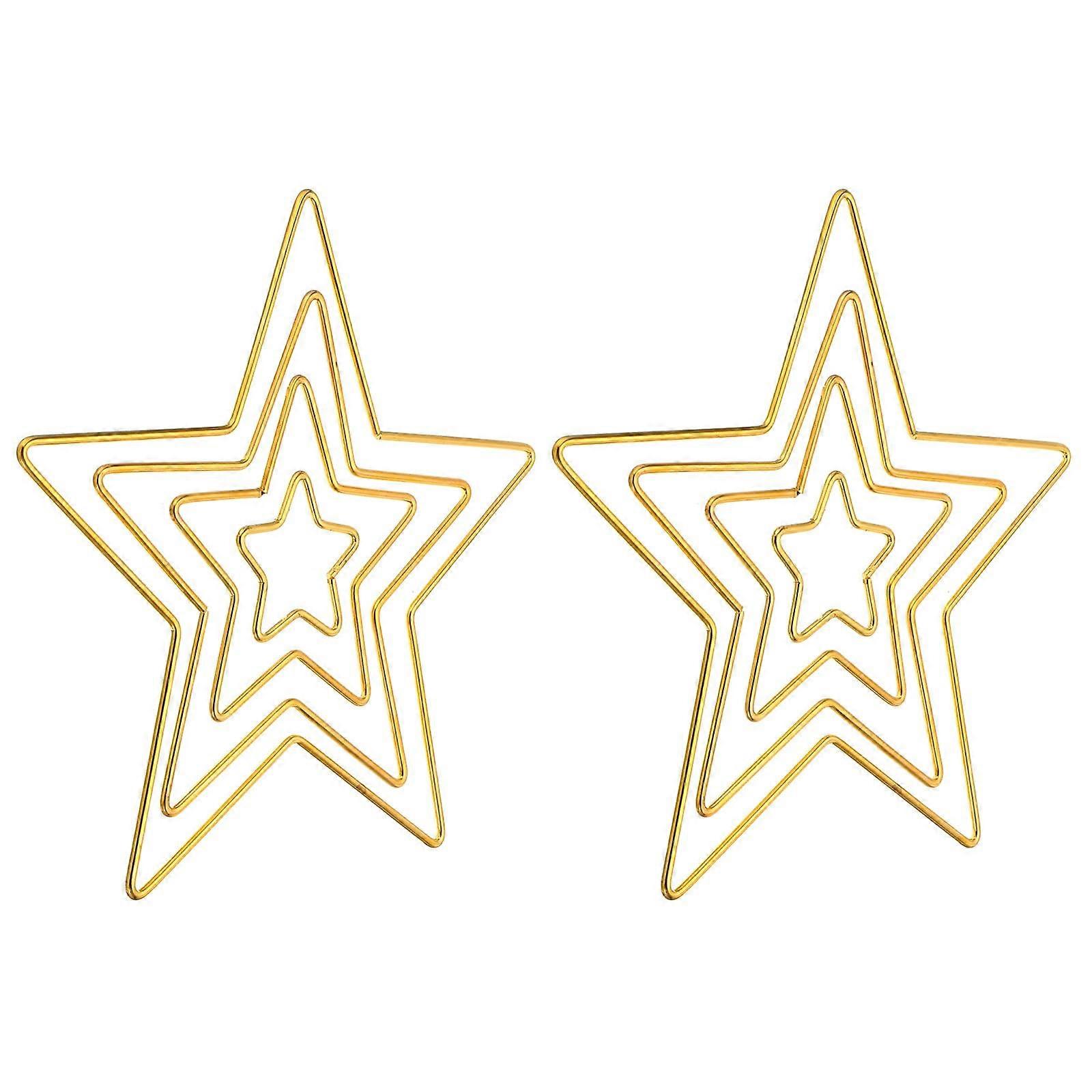 Gold Macrame Ring Hoops Set with Star Shape Dream Catcher Rings, 4 Sizes for DIY Crafts and Decor