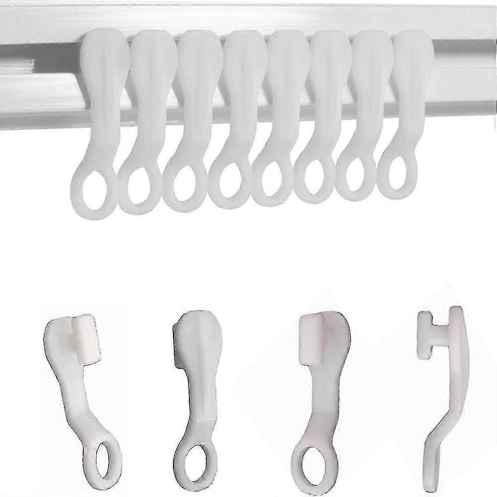 50-Pack White Plastic Curtain Glider Hooks for Smooth Operation