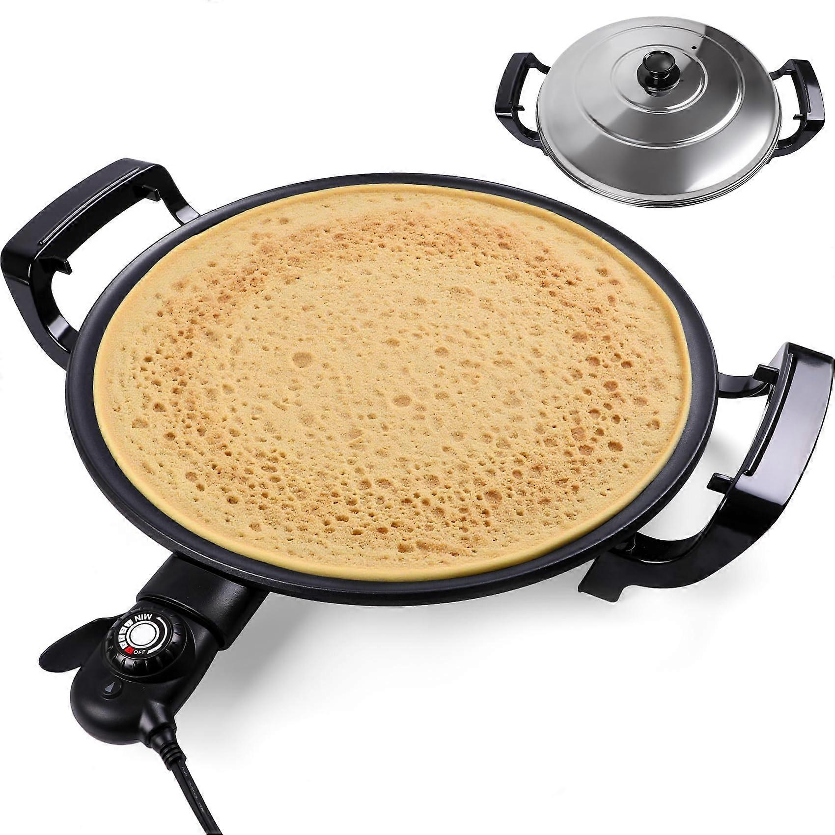 18.5 Inch Electric Mitad Injera Maker with Nonstick Surface, Even Heating and Adjustable Temp Control