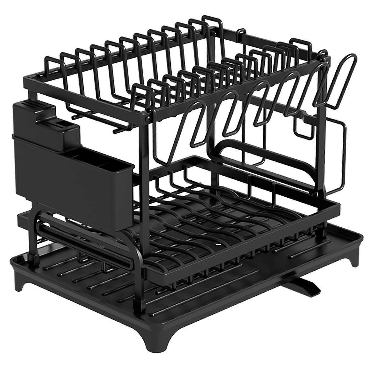 Dish Drying Rack Black Medium Compact SpaceSaving Detachable Design for Small Kitchen Countertop