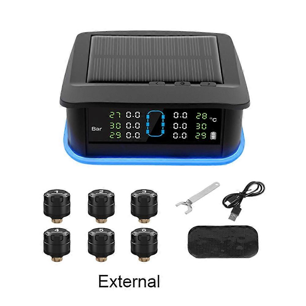 RV Trailer Tire Pressure Monitoring System with 6 External Sensors for Temperature Monitoring