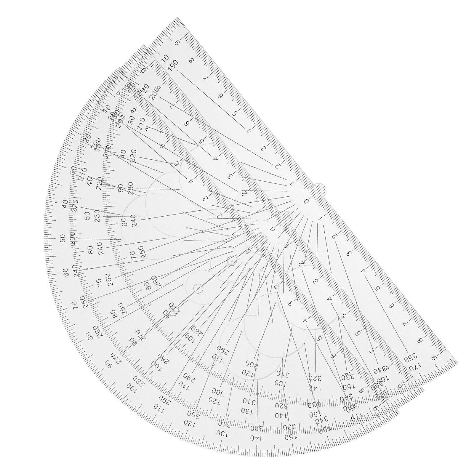 Multifunctional Protractor Set Plastic Ruler for Measuring Use 3Pcs Clear Design