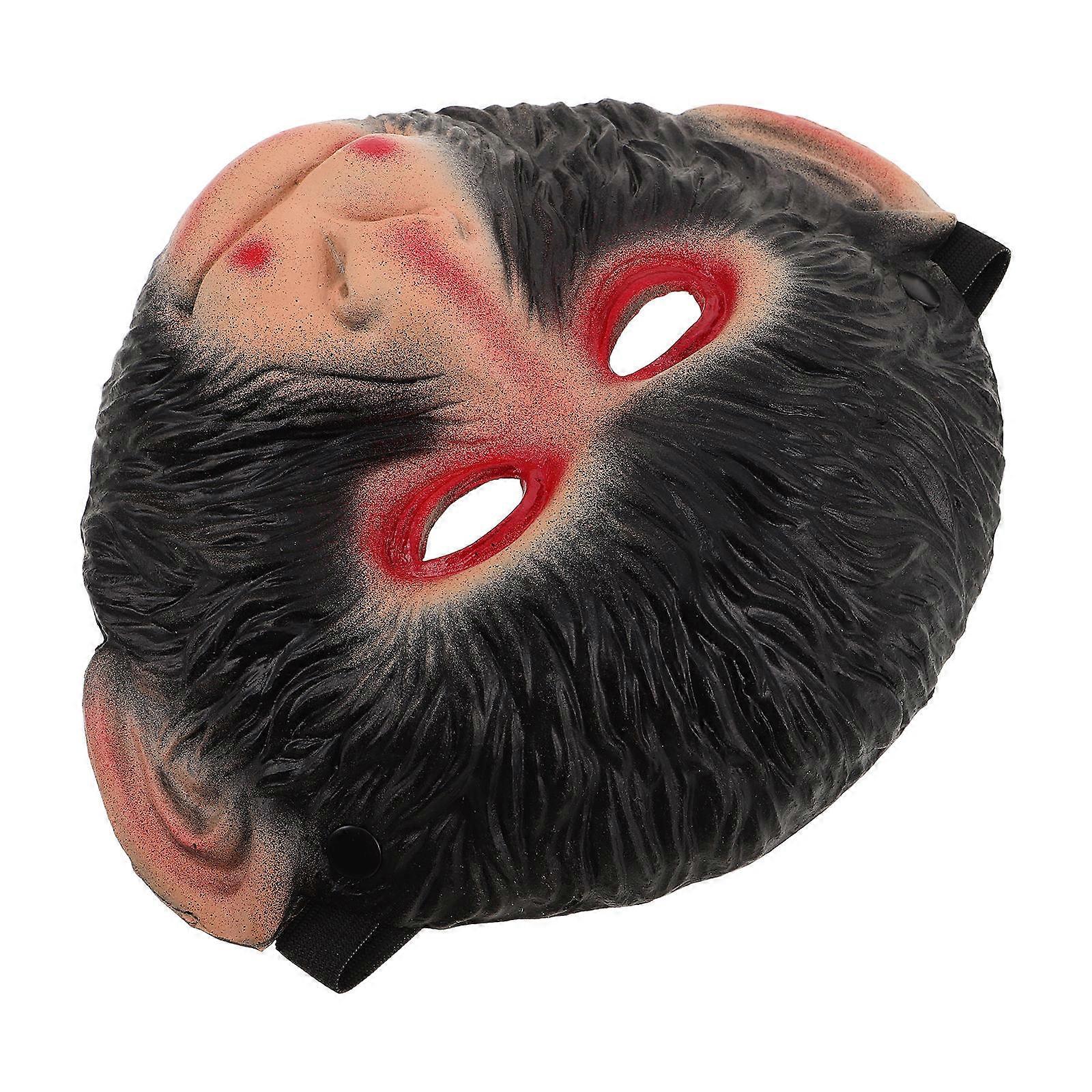 Halloween Monkey Mask Full Head Animal Mask for Party Black PU Material