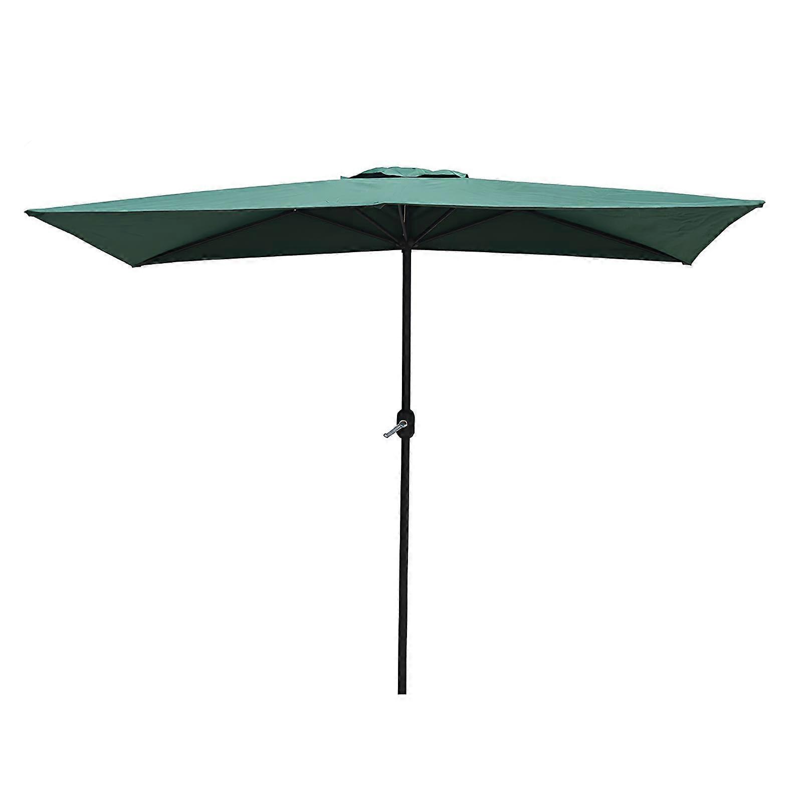 8ft Half Patio Umbrella with Crank, SpaceSaving Rectangular Design for Wall or Balcony, Green