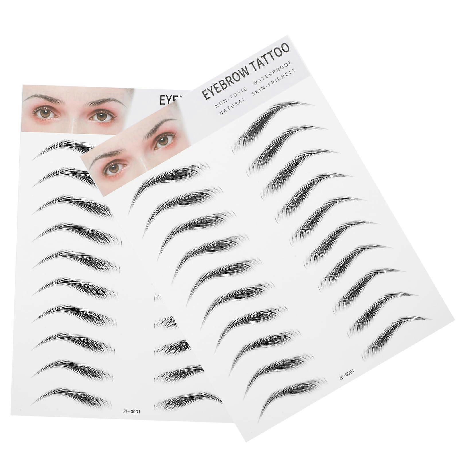 Eyebrow Stickers Waterproof Temporary Eyebrows 3D Realistic Design Instant Natural Brows 2pcs