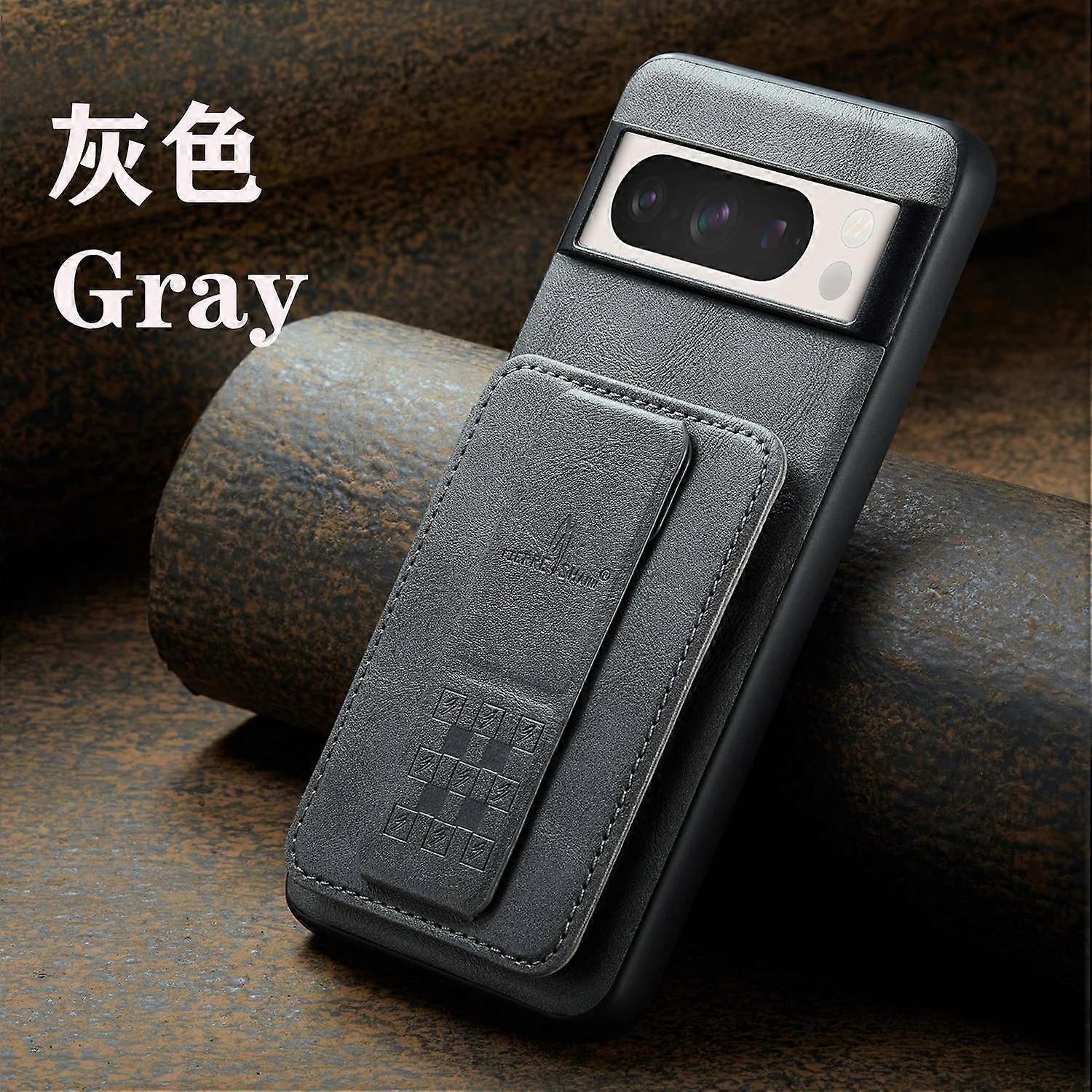 Case For Iphone 13 Pro 024 Gray Card Holder Leather Back No9613