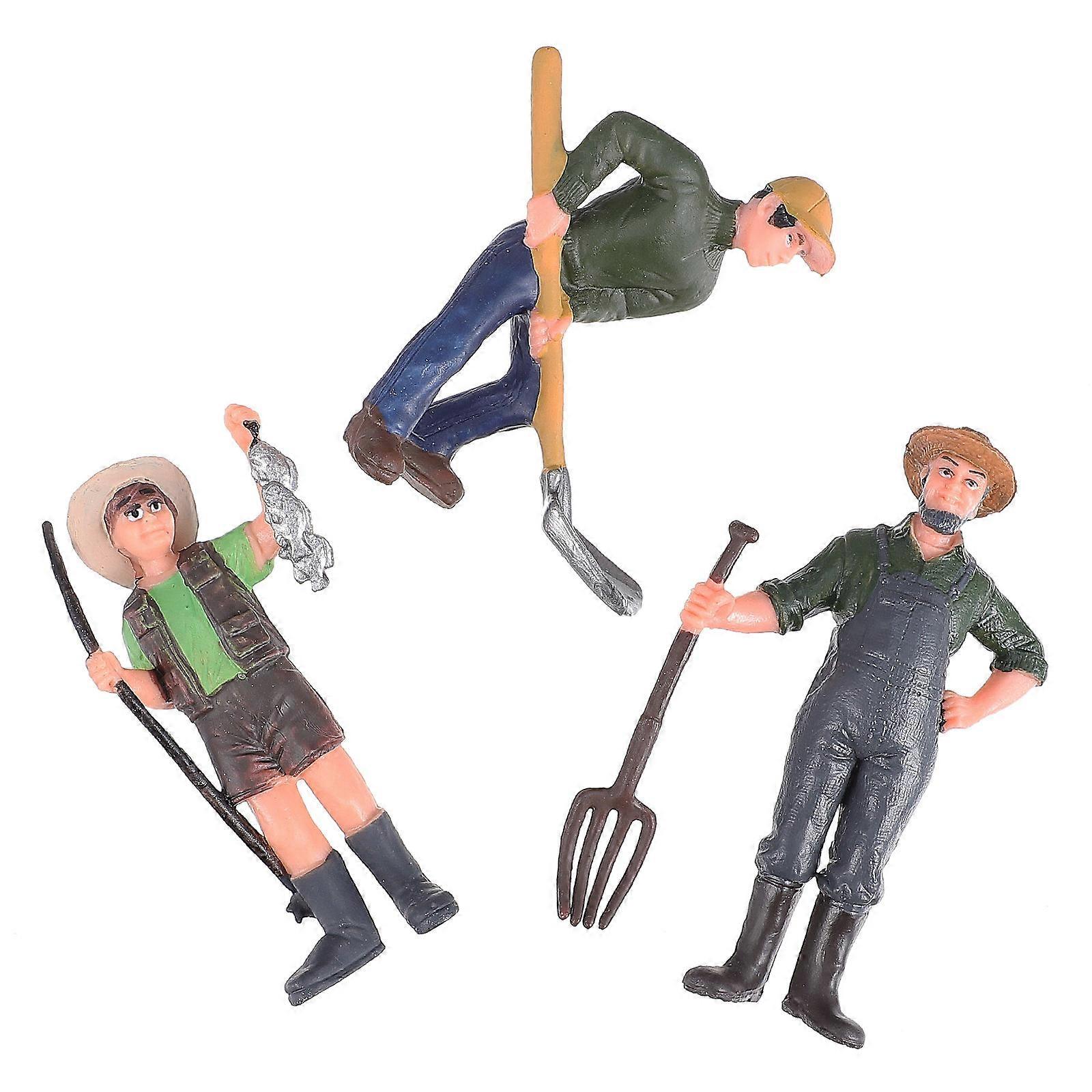 Farm Worker Figures Toy Creative Model for Decoration 3Pcs Collection