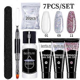 Nagelverlängerungs-Gel-Set für schnelle Maniküre, Fingerverlängerungs-Form, Nagelbürste, Nagelwerkzeug-Set (7-6, 25-26 cm)