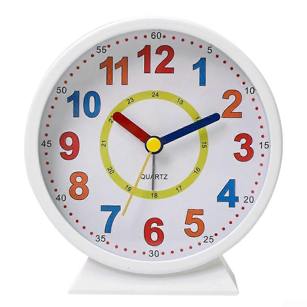 Kids Learning Clock Silent Analog Movement Colorful Educational Wall Clock for Children White