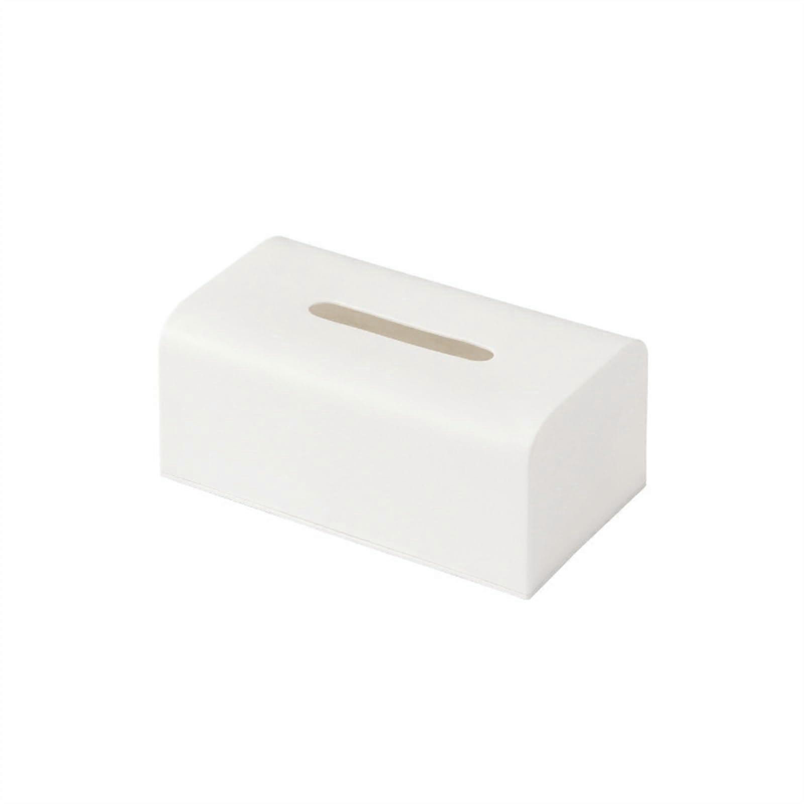 Tissue Box Cover Square Plastic Tissue Holder for Home Office Bathroom Kitchen Small White