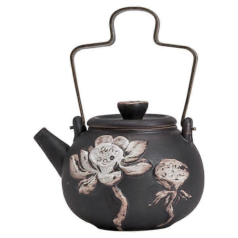 Handmade Chinese Tea Set with 7.4oz Ceramic Teapot, Elegant Lotus Design, Shockproof Packaging