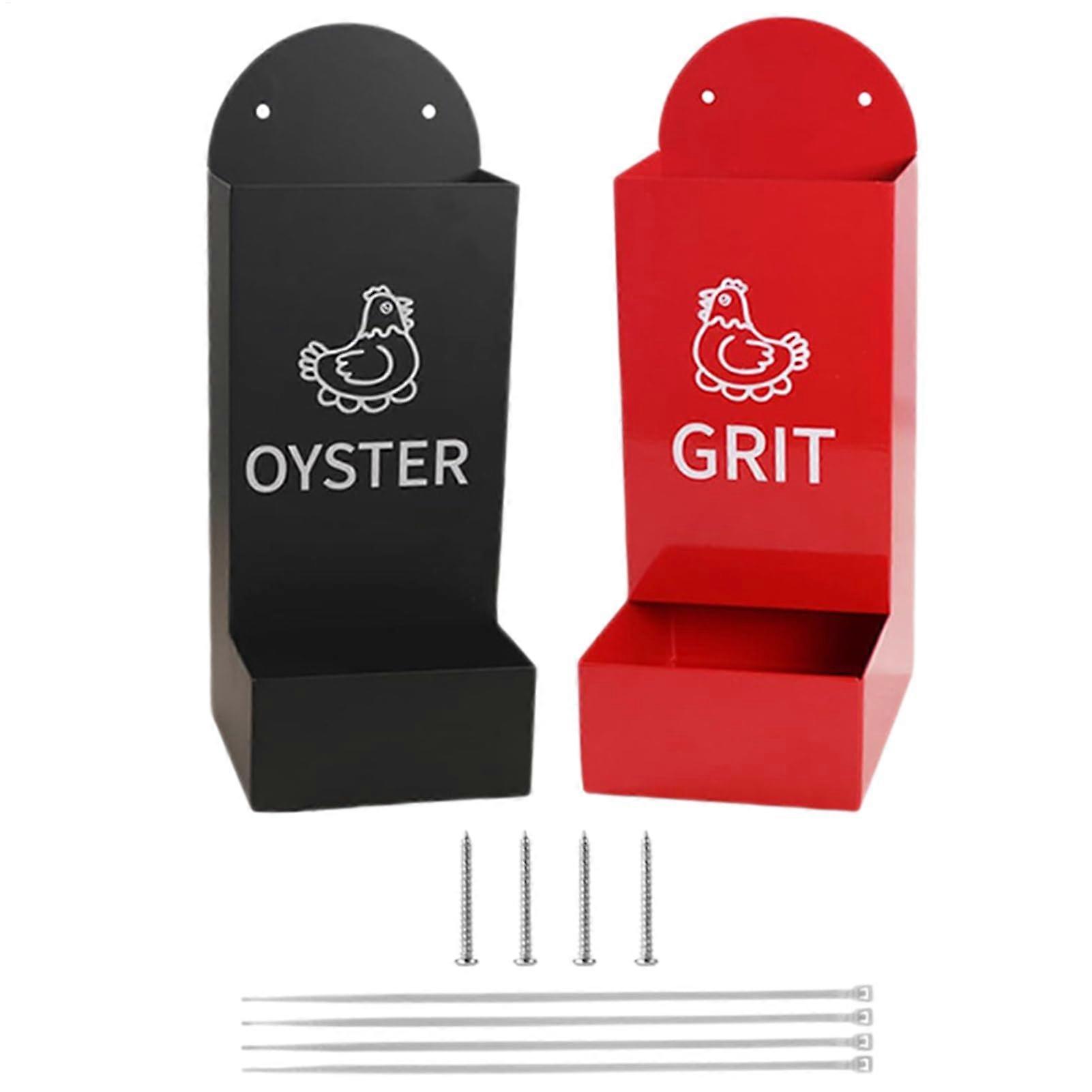 Chicken Grit and Oyster Shell Feeder Set, Large Capacity, RustResistant, SpillProof for Hens Ducks Rabbits