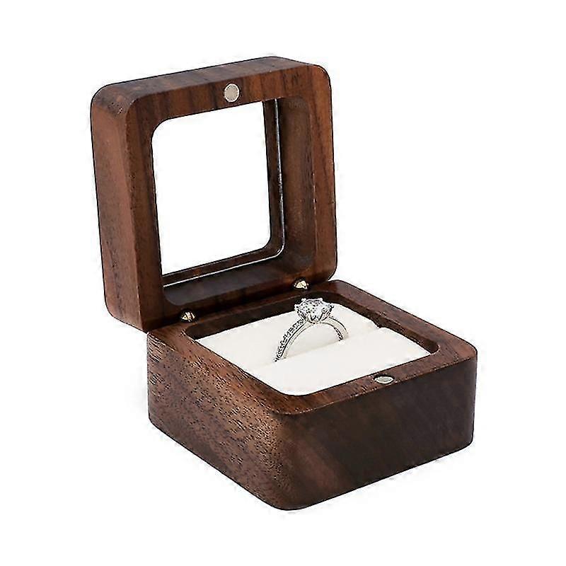 Ring Box Square Portable Wood Vintage Design Earring Box for Wedding