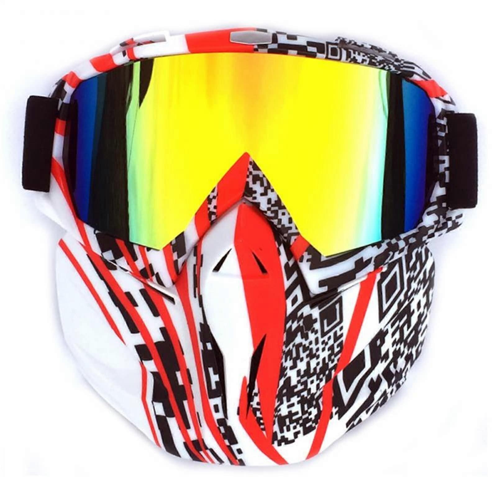 Motorcycle Goggles with Face Mask Windproof Waterproof Protection Breathable Filter Detachable