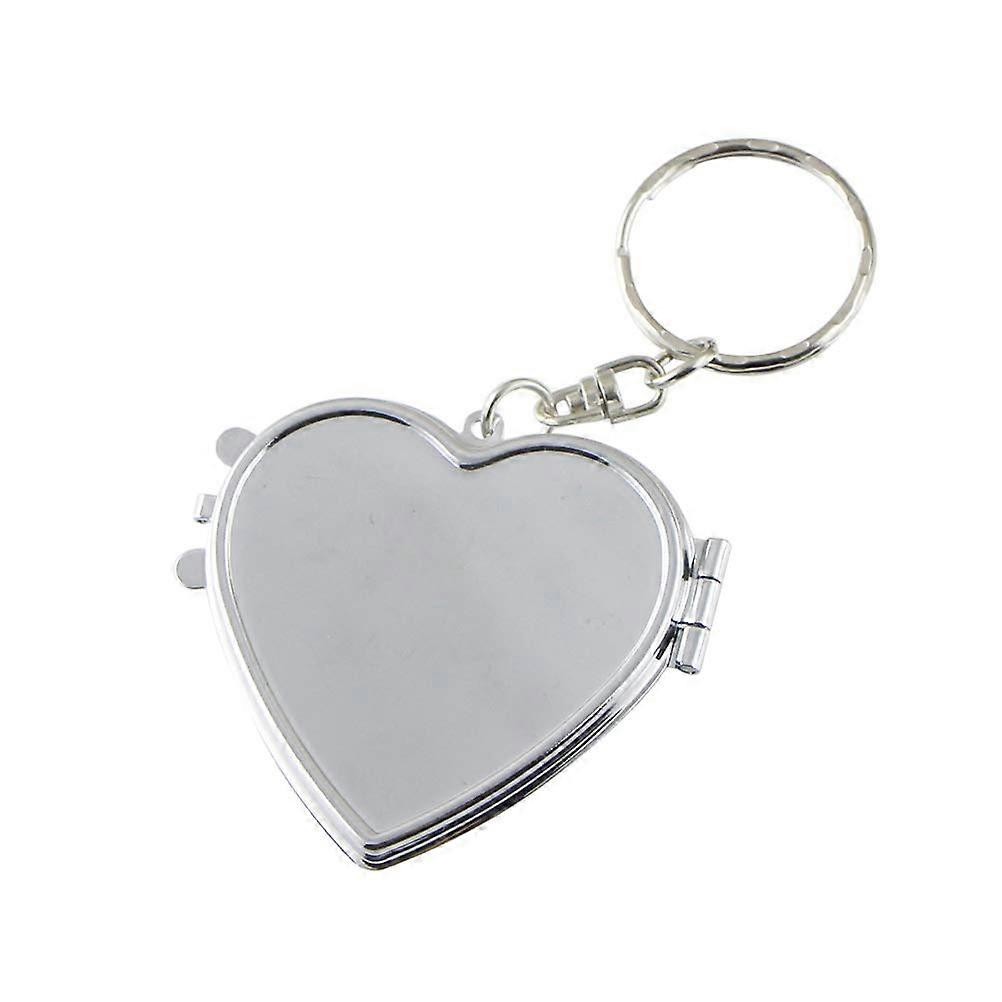Heart Shaped Compact Mirror Keychain, DualSided Folding Travel Makeup Mirror with Magnification