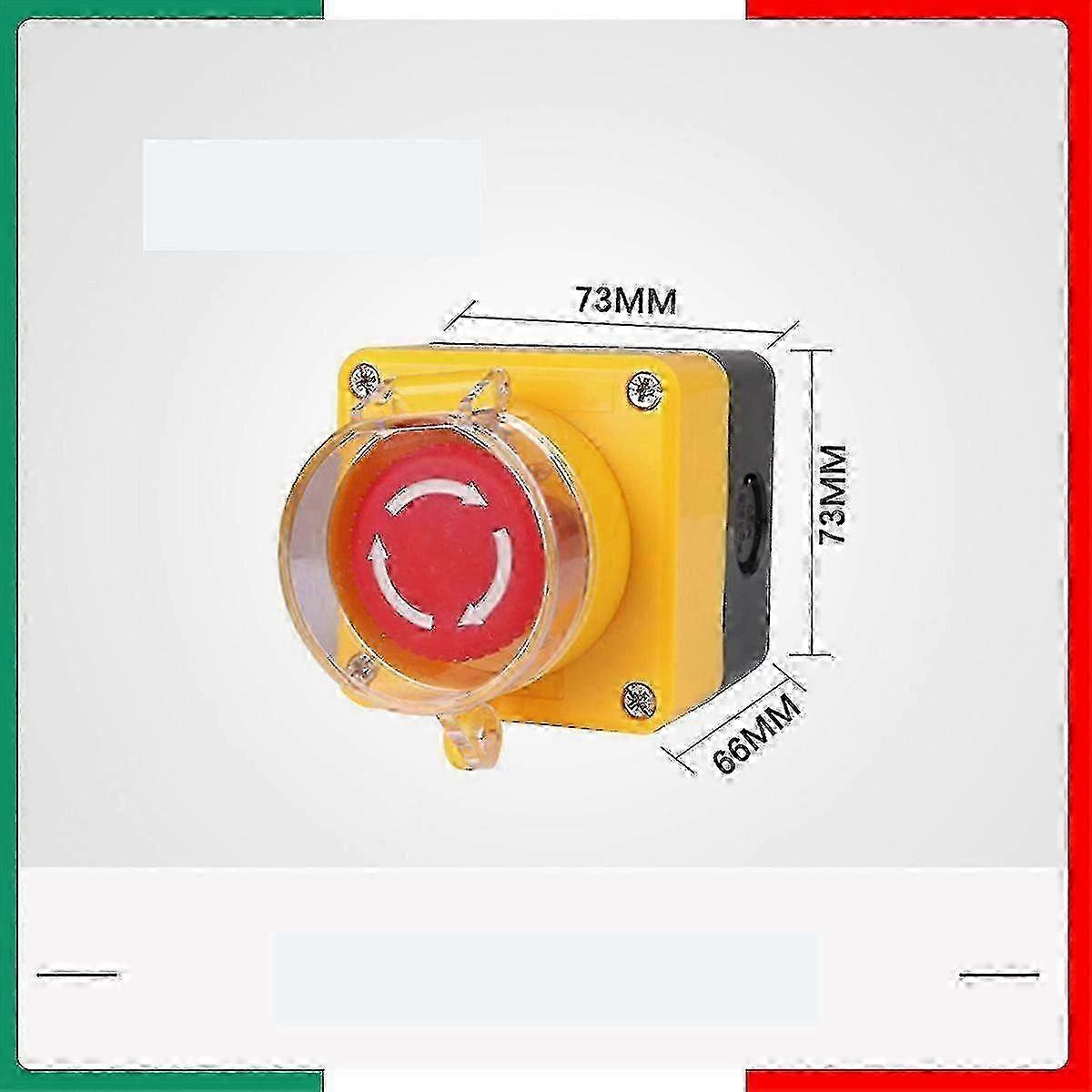 Emergency Stop Button with Transparent Protective Cover - Safety Switch, Mushroom Push Button Switch
