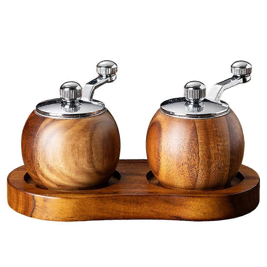 2PC Spherical Pepper Grinder,Hand Cranked Ceramic Core Grinder,Pepper Powder Salt Multi-Purpose Grinder,Kitchen Tool