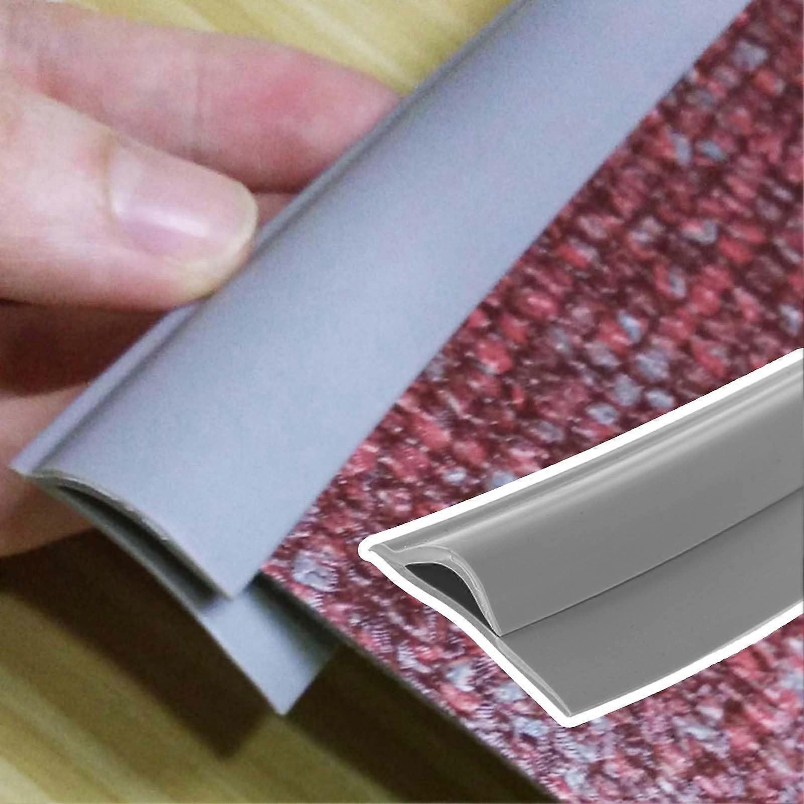 Gray Self Adhesive Carpet Edge Trim Floor Transition Strip, 26ft Low Profile Threshold Protector