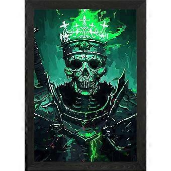 Grünes Totenkopf-Königs-in-Rüstung-Puzzle (Denksportaufgabe H0215)
