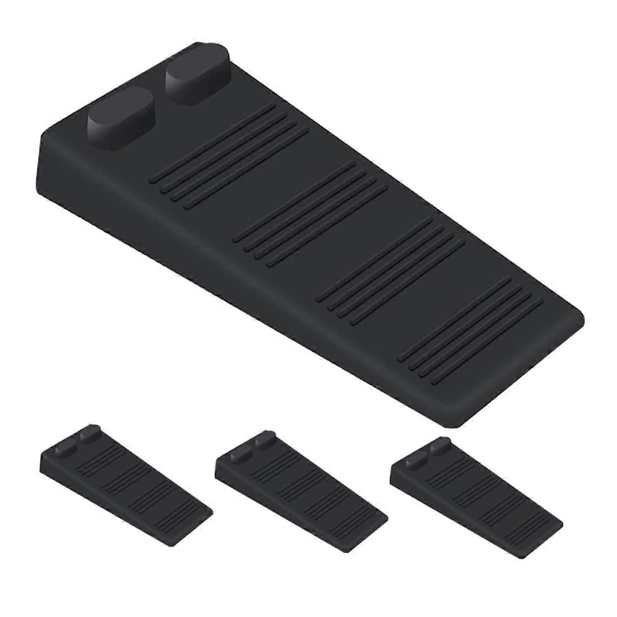 Adjustable Stackable Soft Rubber Door Stopper Wedge for Secure Noise Interior Doors, Black 4pcs